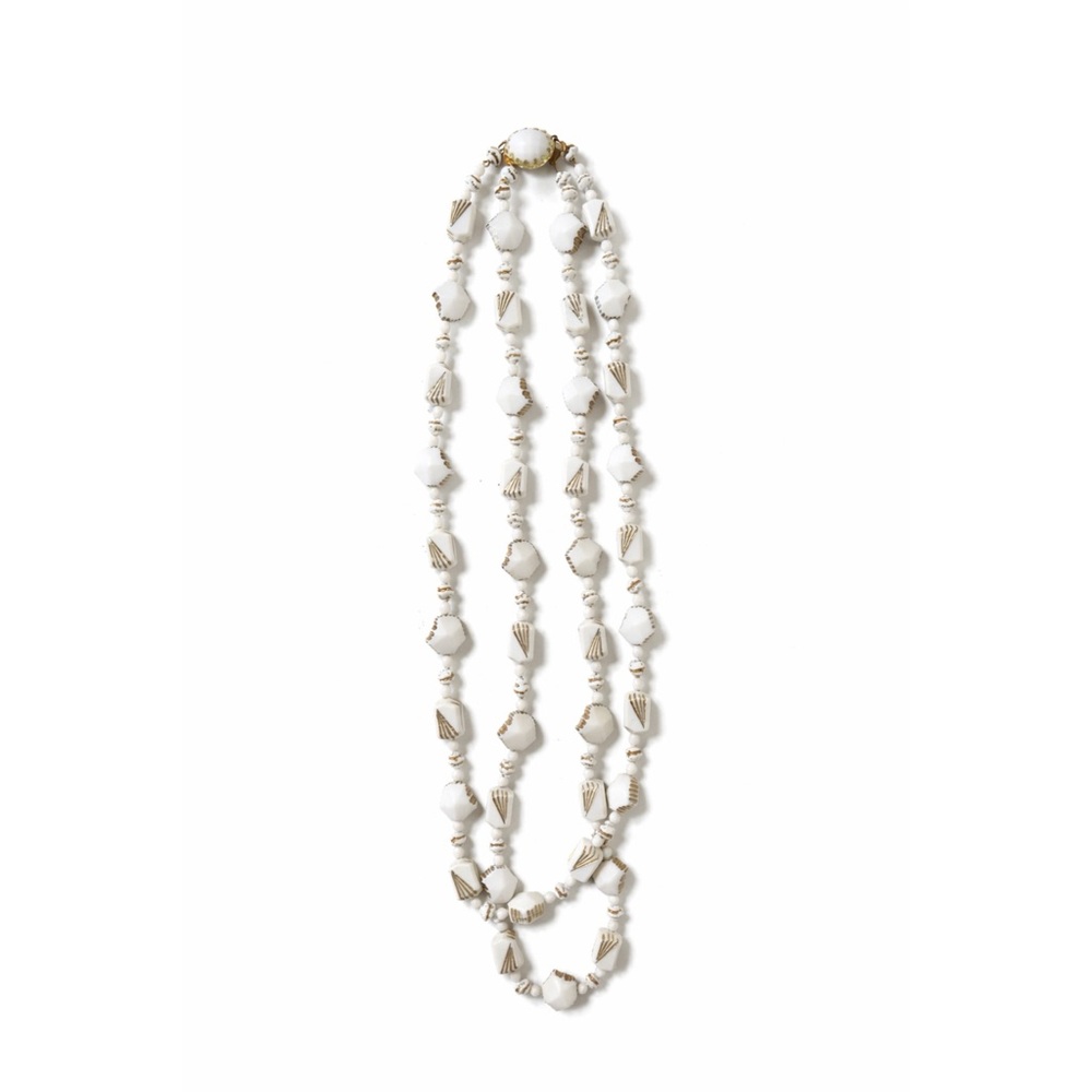 Necklace Vintage White Double Strand